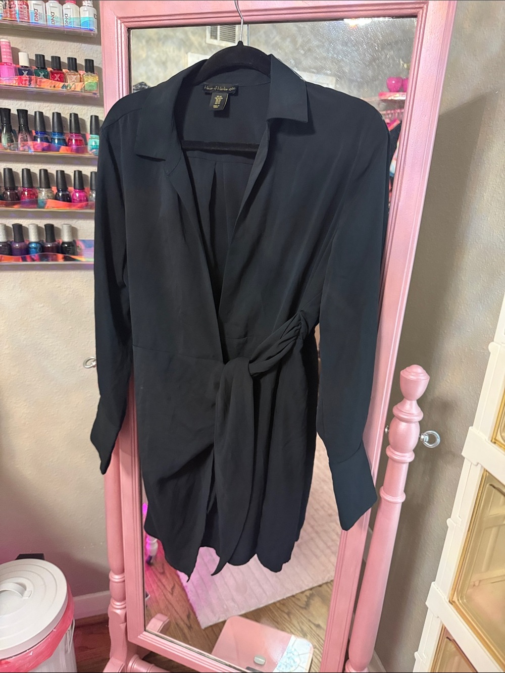 House of Harlow 1960 Black Tie-Waist Wrap Top